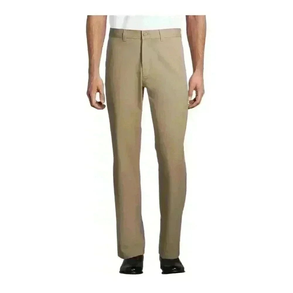 George Men's Tan (Barley) Cotton/Poly Plain Flat Front Chino Pants NEW